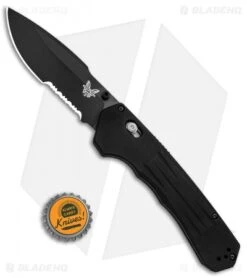 Benchmade 407SBK Vallation AXIS-Assist Knife Black (3.7" Black Serr) -Benchmade Shop Benchmade 407SBK Vallation AXIS Assist Black Black Serr BHQ 84270 jr bottlecap 2