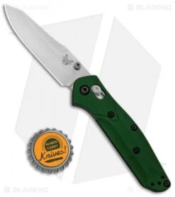 Benchmade 945 Mini Osborne AXIS Lock Knife Green (2.9" Satin) -Benchmade Shop Benchmade 945 Mini Osborne AXIS Lock Green Satin BHQ 118558 jr bottlecap