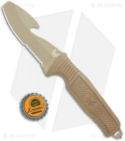 Benchmade H2O Fixed Blade Dive Knife Tan Santoprene (3.5" Tan Serr) 11 Benchmade H2O Fixed Blade Dive Knife Tan Santoprene (3.5" Tan Serr) -Benchmade Shop Benchmade H20 Fixed Blade Dive Tan 112SSN Tan Coated Serr BHQ 123893 jr bottlecap