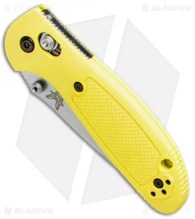 Benchmade Mini Griptilian AXIS Lock Knife Yellow (2.91" Satin Serr) S30V 4 Benchmade Mini Griptilian AXIS Lock Knife Yellow (2.91" Satin Serr) S30V - Image 2