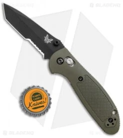 Benchmade Mini Griptilian OD Green Tanto Knife (2.91" Black Serr) 557SBKOD -Benchmade Shop Benchmade Mini Griptilian AXIS OD Green Tanto Black Serr 557SBKOD BHQ 112500 jr bottlecap