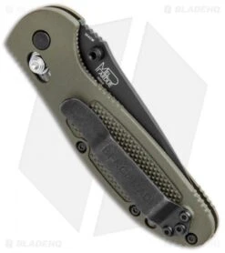 Benchmade Mini Griptilian OD Green Tanto Knife (2.91" Black Serr) 557SBKOD -Benchmade Shop Benchmade Mini Griptilian AXIS OD Green Tanto Black Serr 557SBKOD BHQ 112500 jr side