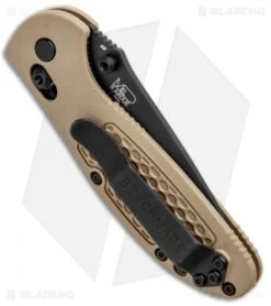 Benchmade Mini Griptilian AXIS Lock Knife Sand (2.91" Black Serr) D2 -Benchmade Shop Benchmade Mini Griptilian Manual Axis Lock D2 Tan Black 556SBKSND2 1402 BHQ 98827 jr side
