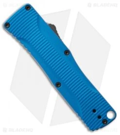 Benchmade Om D/A OTF Automatic Knife Blue Alum. (2.5" Gray) 4850-1 -Benchmade Shop Benchmade Om DA OTF Automatic Knife Blue Alum. 2.5 Gray 4850 1 BHQ 118574 LS Side