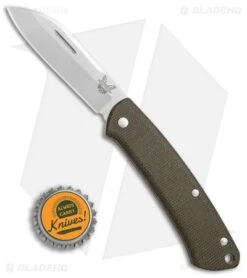 Benchmade Proper Slip Joint Knife Canvas Micarta (2.8" Satin) 319 -Benchmade Shop Benchmade Proper green micarta satin 319 BHQ 69123 er size