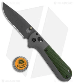 Benchmade Redoubt AXIS Lock Knife Green/Gray Grivory (3.6" Cerakote Serr) 430SBK -Benchmade Shop Benchmade Redoubt AXIS Lock Green Gray Grivory Cerakote Serr BHQ 137276 jr bottlecap