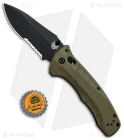 Benchmade Turret AXIS Lock Folding Knife OD Green G-10 (3.7" Black Serr) 980SBK -Benchmade Shop Benchmade Turret Axis Lock OD Green G 10 Black Serr 980SBK BHQ 92611 jr bottlecap