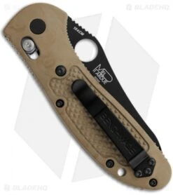 Benchmade Griptilian AXIS Lock Knife Sand (3.45" Black Serr) 550SBKHGSN -Benchmade Shop benchmade 550bkhgsn grip black tan plain back 1