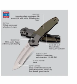 Benchmade Vector A/O- OD G-10 (3.6" CPM-20CV) 496 -Benchmade Shop image 64217.1572032274